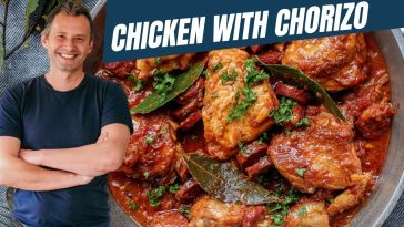 Braised Chicken with tomato and chorizo | Mediterranean foods