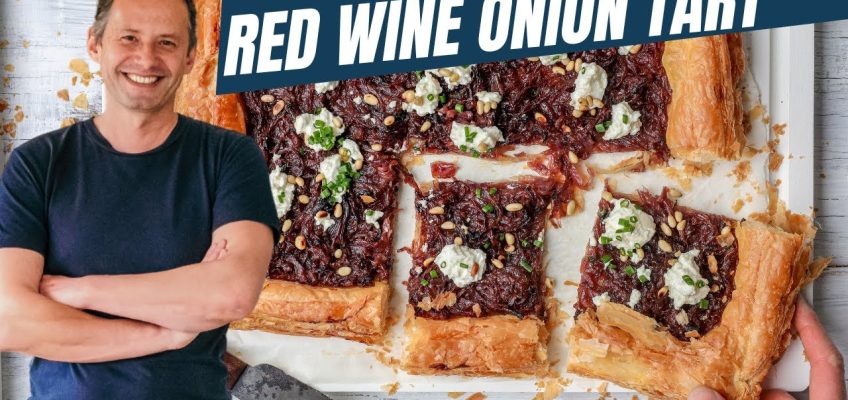 Indulge with this super easy red wine infused onion Tart