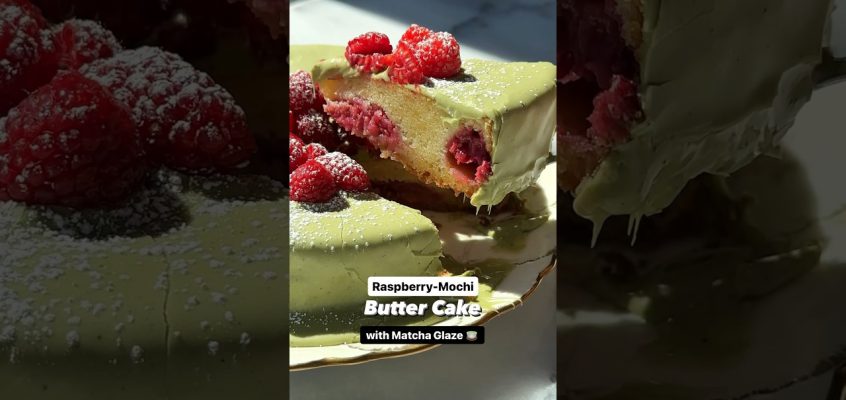 🍵 #food #foodie #raspberry #matcha #cake #how #howto #recipe #baking #cooking #mochi