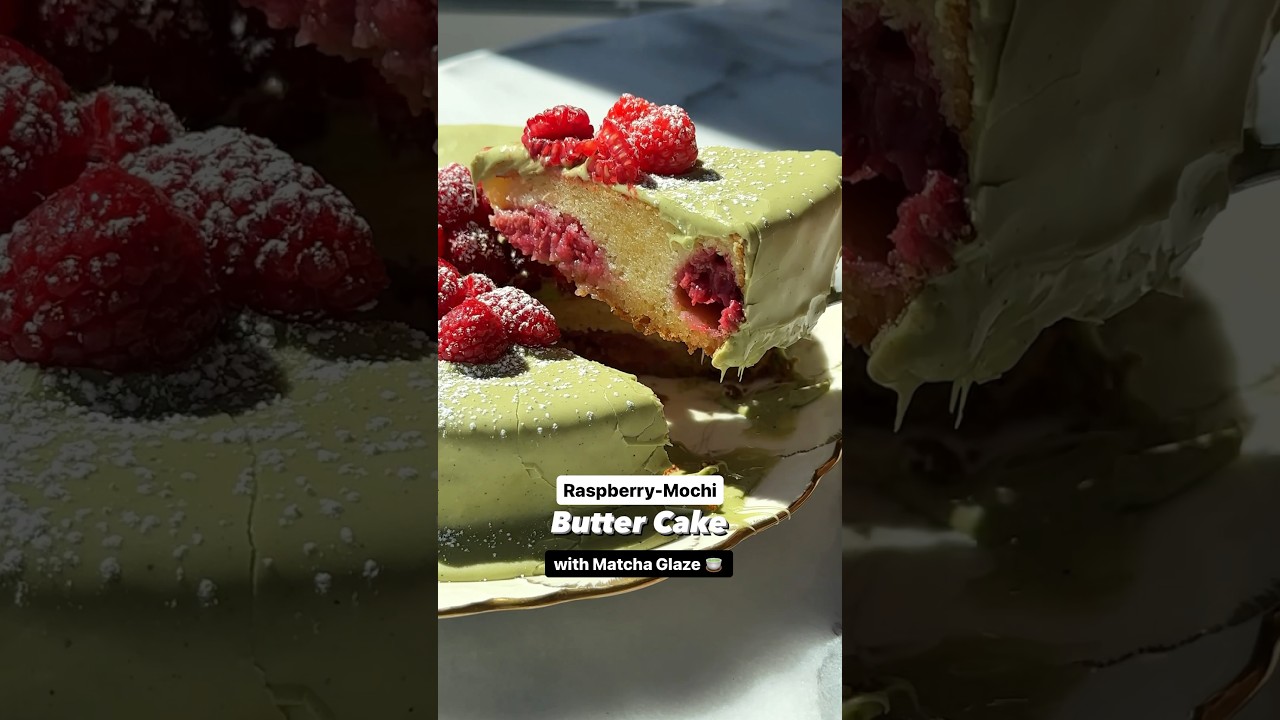 🍵 #food #foodie #raspberry #matcha #cake #how #howto #recipe #baking #cooking #mochi