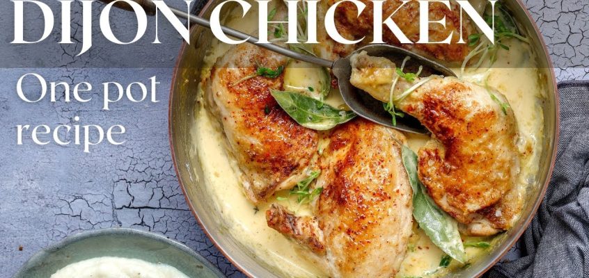Deliciously Simple One Pot Braised Chicken in Mustard Sauce with white Wine