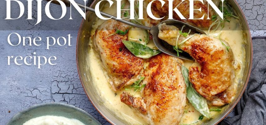 Deliciously Simple One Pot Braised Chicken in Mustard Sauce with white Wine