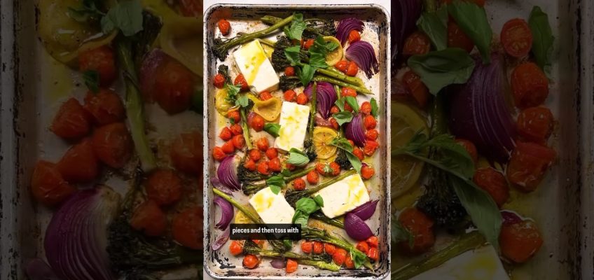 Yasmin Fahr’s Sheet-Pan Baked Feta With Broccolini, Tomatoes and Lemon🍋 Roast at 400F for 15-20 min