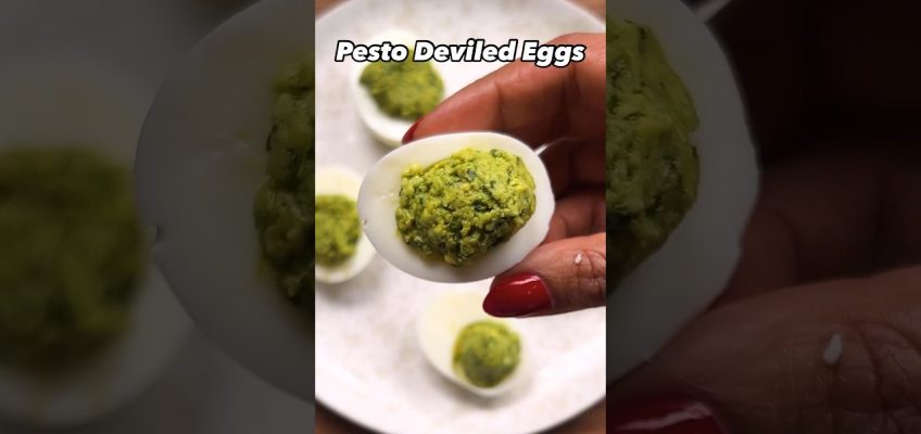 All you need is 1/3 cup of pesto and six eggs. That’s it!