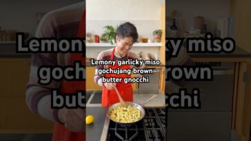 Lemony garlicky miso gochujang brown butter gnocchi 🙂‍↕️ #shorts
