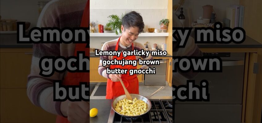 Lemony garlicky miso gochujang brown butter gnocchi 🙂‍↕️ #shorts