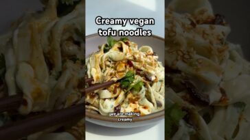 Creamy vegan tofu noodles. Recipe in the description! #shorts