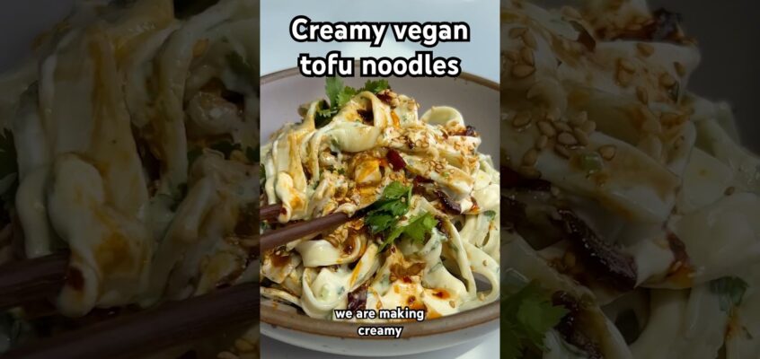 Creamy vegan tofu noodles. Recipe in the description! #shorts