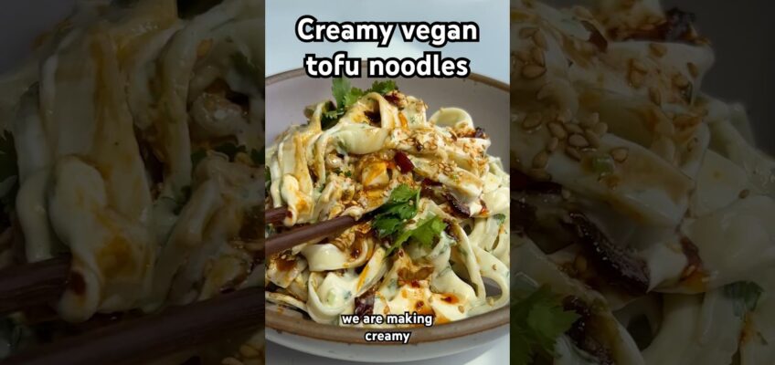 Creamy vegan tofu noodles. Recipe in the description! #shorts