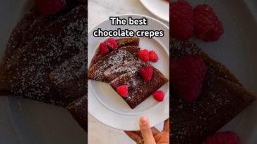 Chocolate craving? Chocolate crepes. Recipe in the description! #recipe #shorts #chocolate