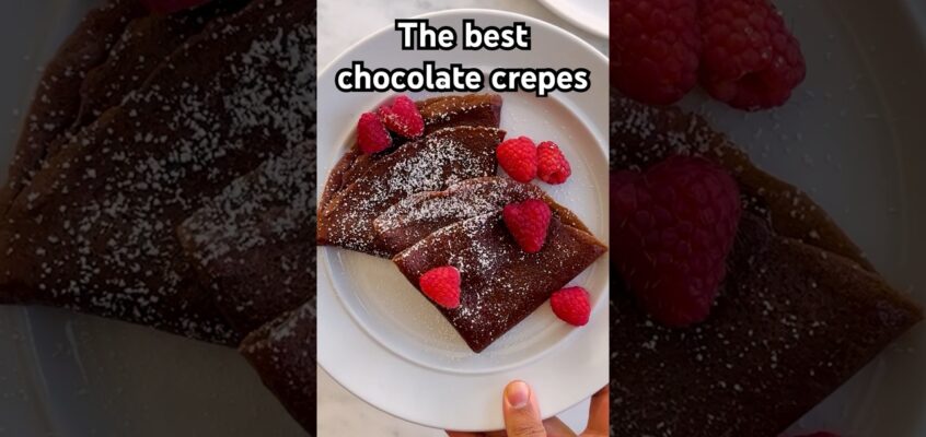 Chocolate craving? Chocolate crepes. Recipe in the description! #recipe #shorts #chocolate